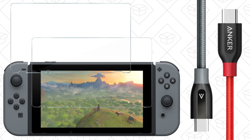 Nintendo Switch GlassGuard Screen Protector 2-Pack, $8 with code SWITCHGO | Anker PowerLine+ USB 3.0 to USB-C Cable, $10 with code SWITCH88 | Anker PowerLine+ USB-C to USB-C Cable, $10 with code SWITCH11